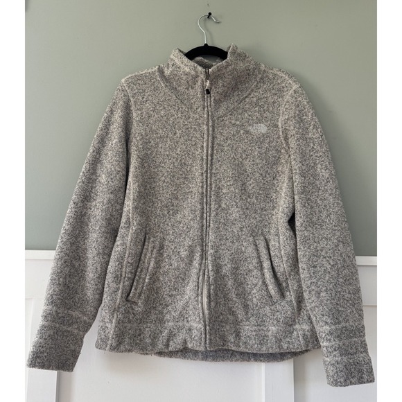 The North Face Gray &‎ White Full Zip Fleece Comfy Classic Jacket Size Large - Picture 1 of 11